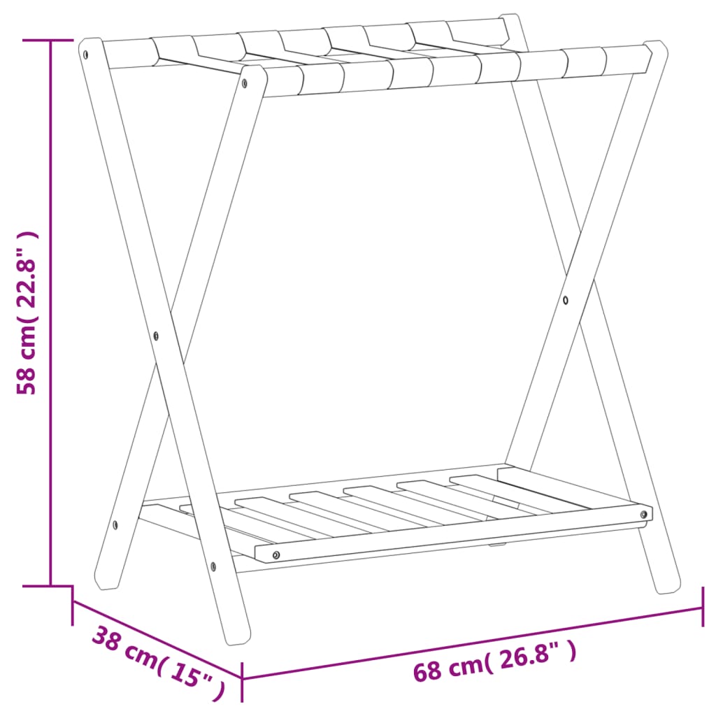 Luggage Rack 68x38x58 cm Bamboo