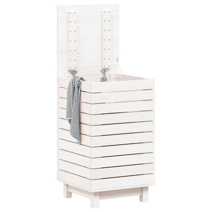 Laundry Basket White 44x44x76 cm Solid Wood Pine