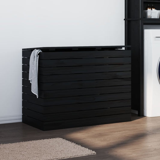 Laundry Basket Black 88.5x44x66 cm Solid Wood Pine