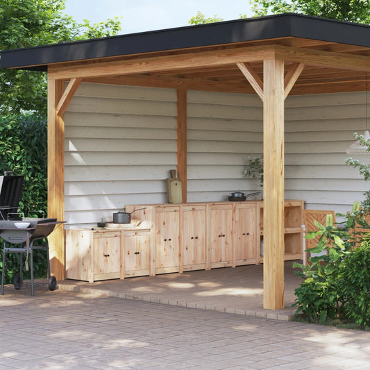 Outdoor Kitchen Cabinets 3 pcs Solid Wood Pine