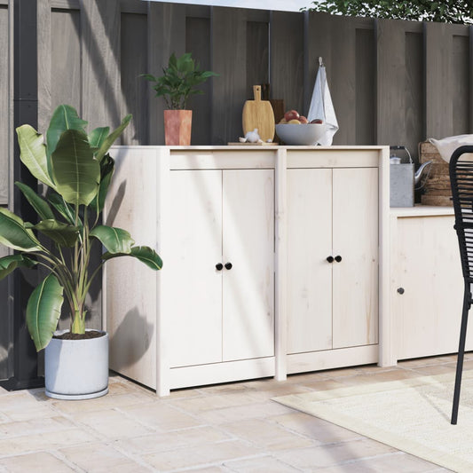 Outdoor Kitchen Cabinet White Solid Wood Pine