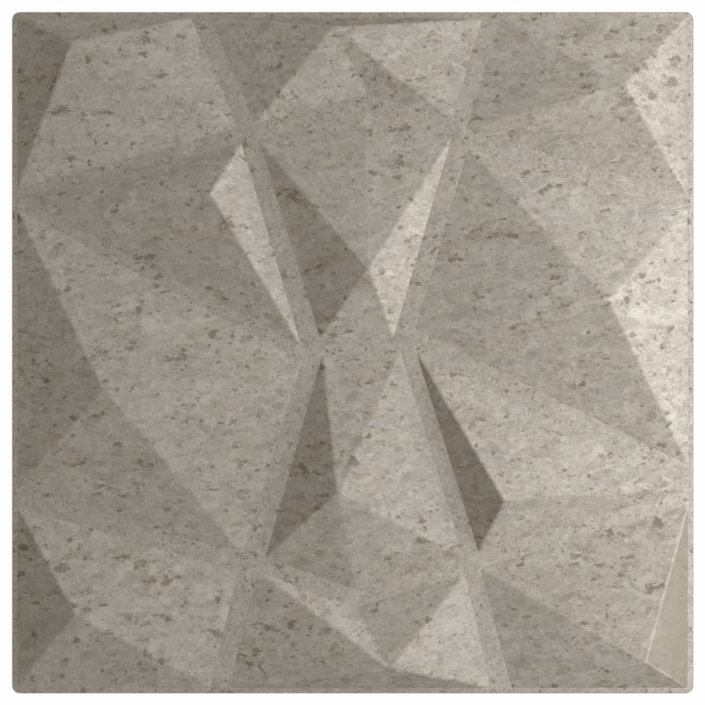 Wall Panels 48 pcs Concrete Grey 50x50 cm XPS 12 m² Diamond