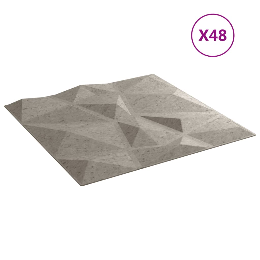 Wall Panels 48 pcs Concrete Grey 50x50 cm XPS 12 m² Diamond