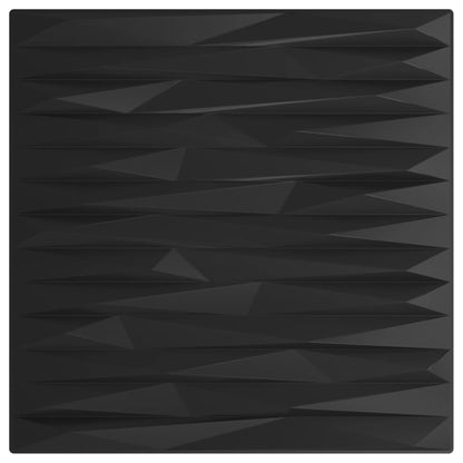 Wall Panels 48 pcs Black 50x50 cm XPS 12 m² Stone