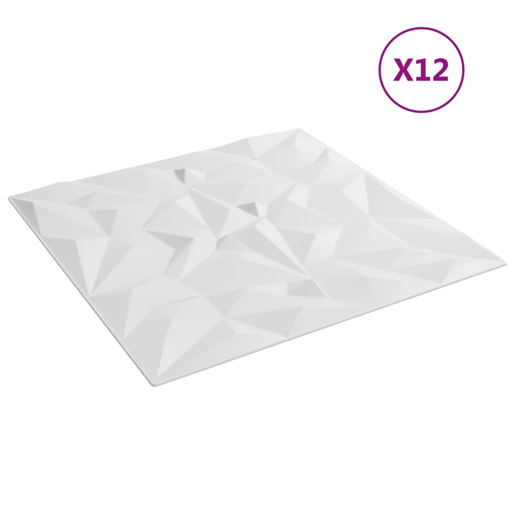 Wall Panels 12 pcs White 50x50 cm XPS 3 m² Amethyst