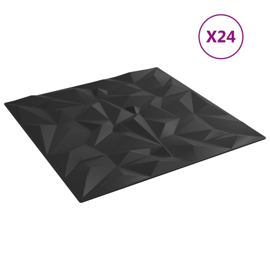 Wall Panels 24 pcs Black 50x50 cm XPS 6 m² Amethyst