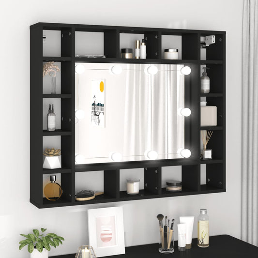 LED Mirror Cabinet Black 91x15x76.5 cm