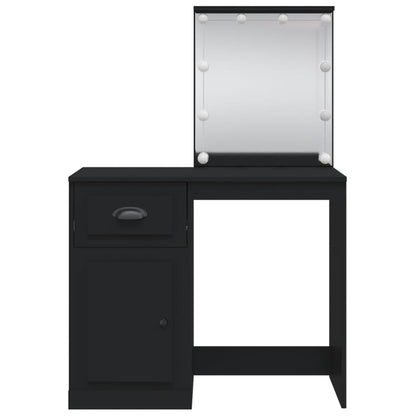 Dressing Table with LED Lights Black 90x42x132.5 cm