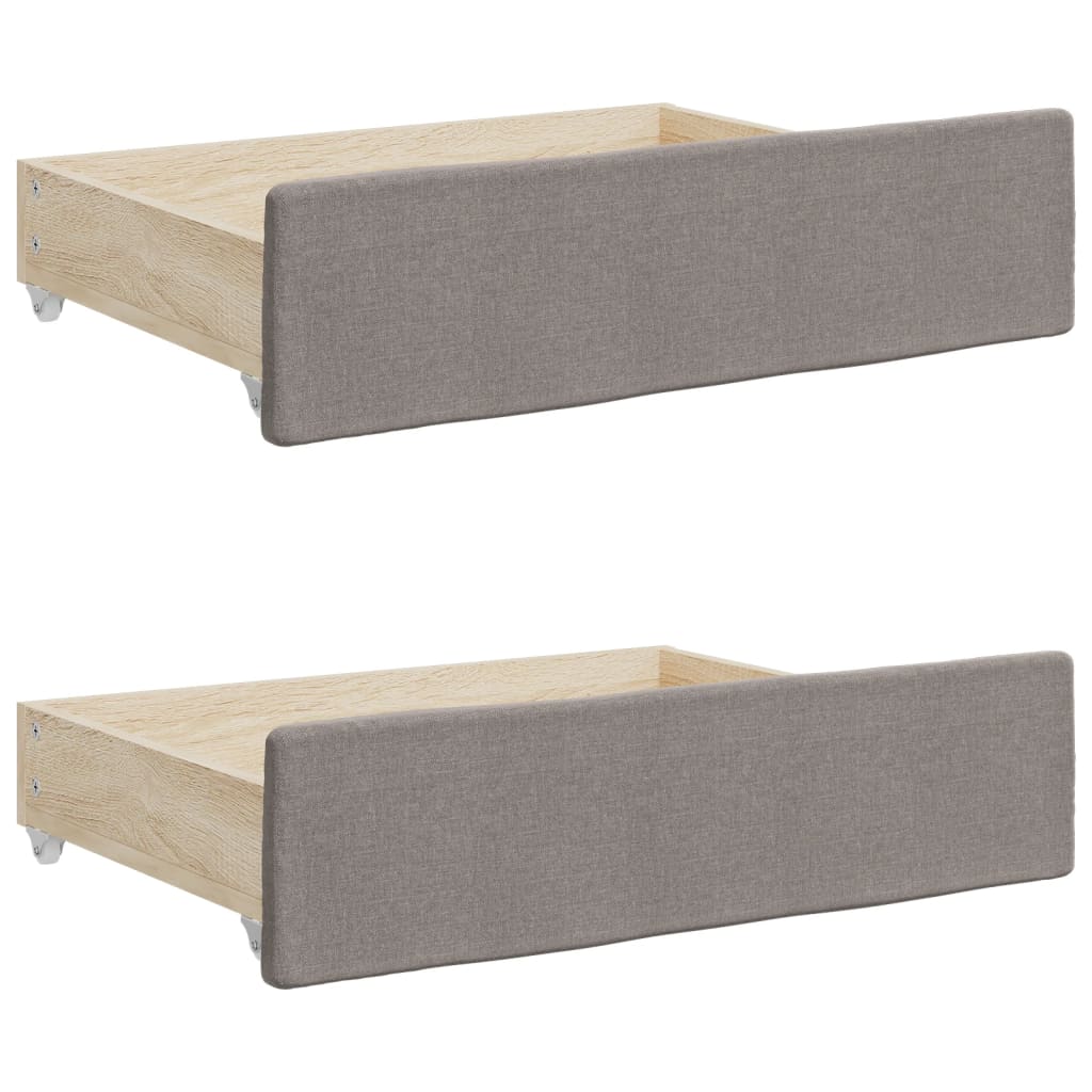 Bed Drawers 2 pcs Taupe Engineered Wood and Fabric