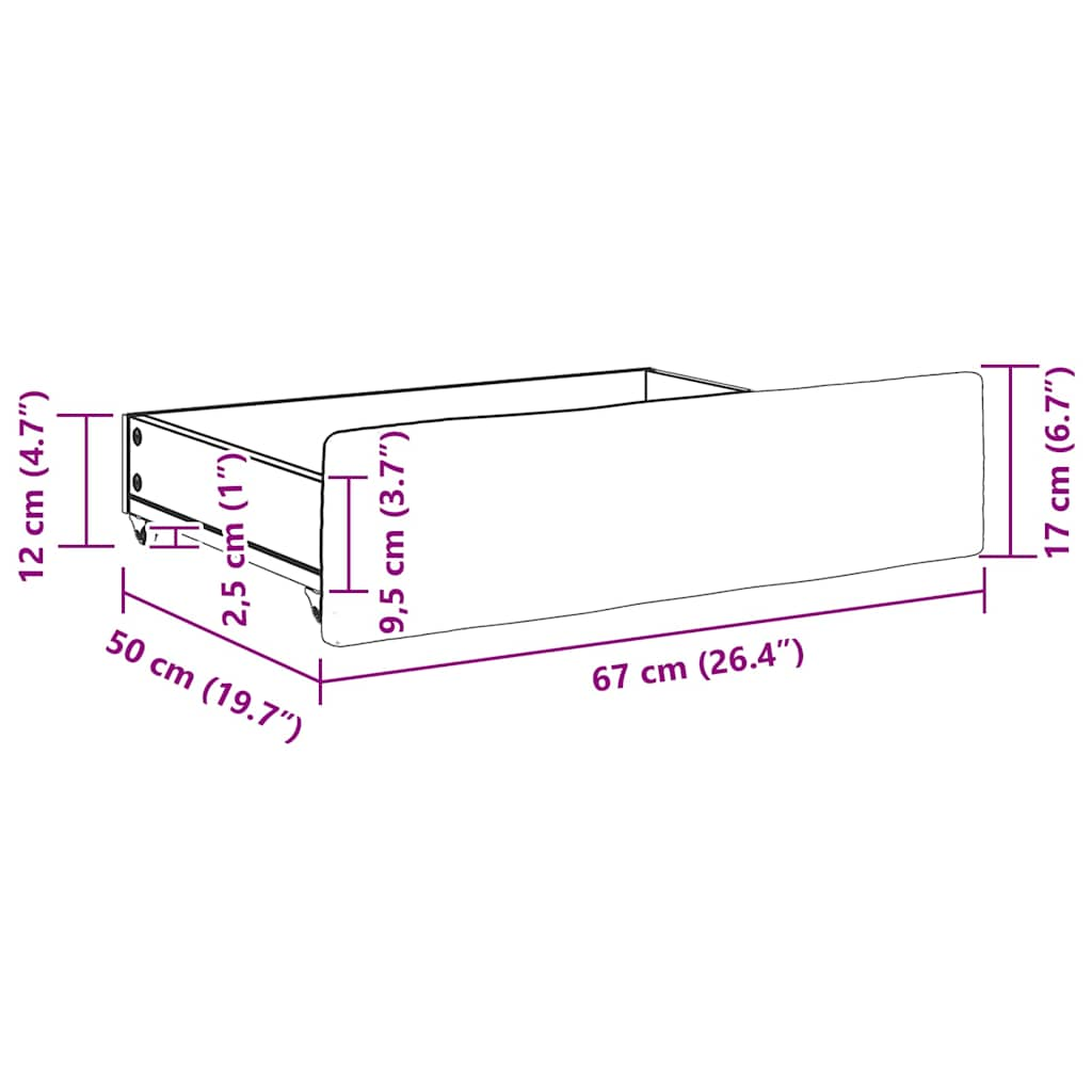 Bed Drawers 2 pcs Taupe Engineered Wood and Fabric