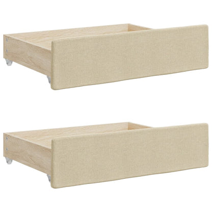 Bed Drawers 2 pcs Cream Engineered Wood and Fabric