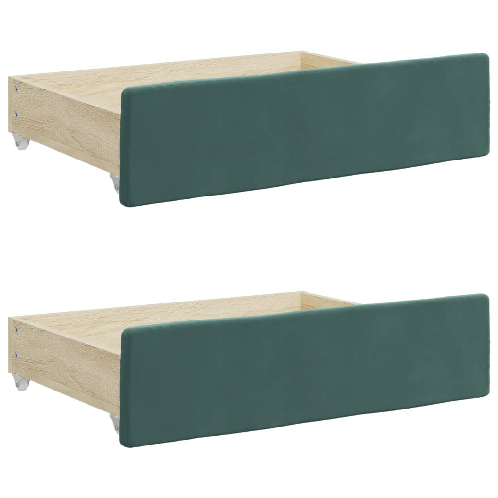 Bed Drawers 2 pcs Dark Green Engineered Wood and Velvet