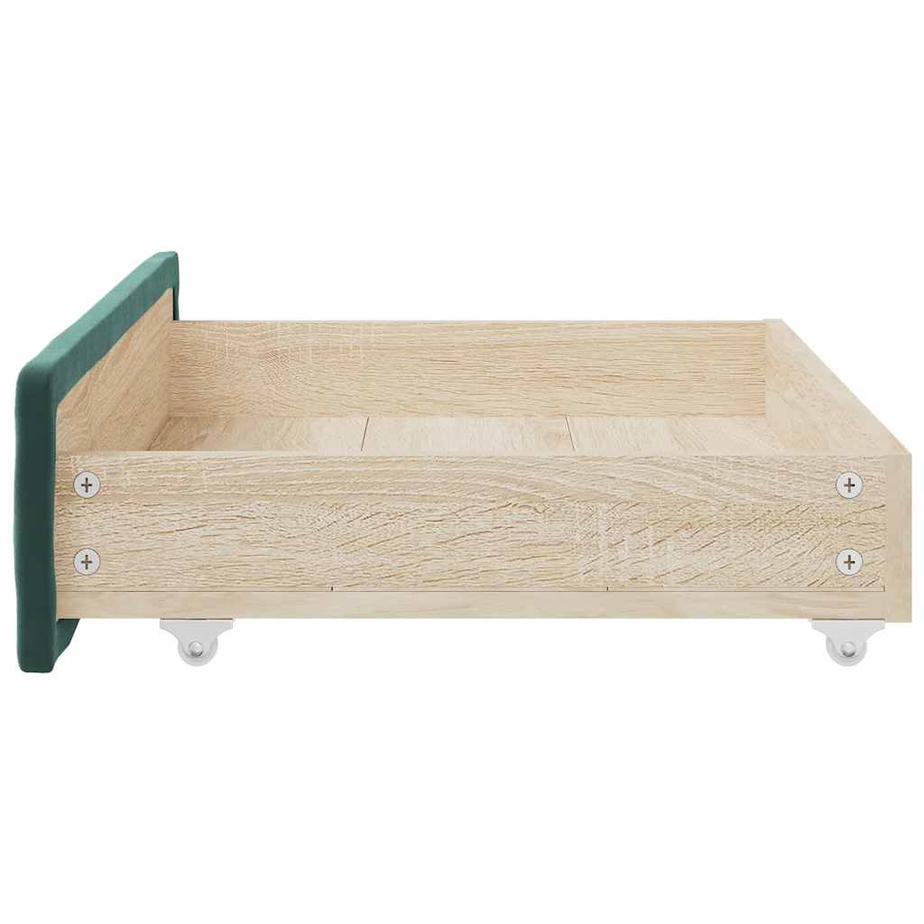 Bed Drawers 2 pcs Dark Green Engineered Wood and Velvet