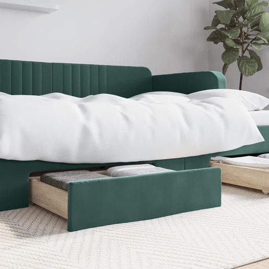 Bed Drawers 2 pcs Dark Green Engineered Wood and Velvet