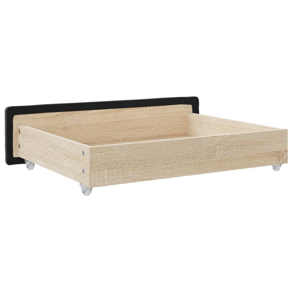 Bed Drawers 2 pcs Black Engineered Wood and Velvet