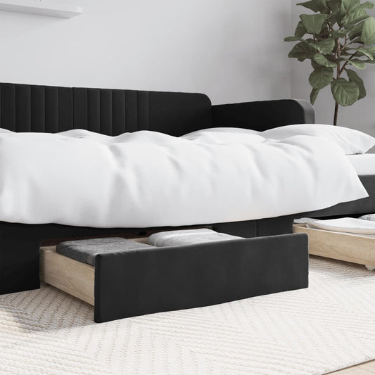 Bed Drawers 2 pcs Black Engineered Wood and Velvet