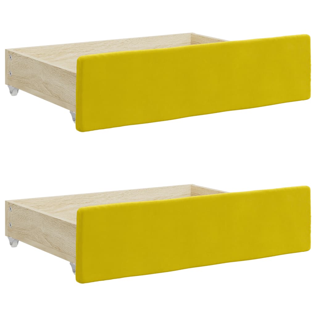 Bed Drawers 2 pcs Yellow Engineered Wood and Velvet