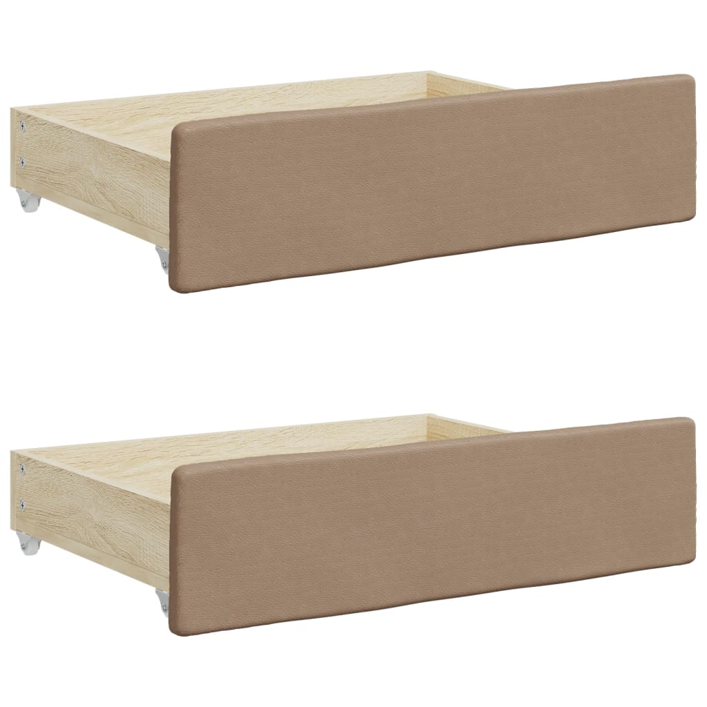 Bed Drawers 2 pcs Cappuccino Engineered Wood and Faux Leather