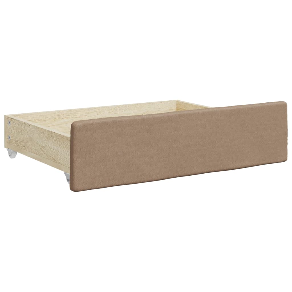 Bed Drawers 2 pcs Cappuccino Engineered Wood and Faux Leather