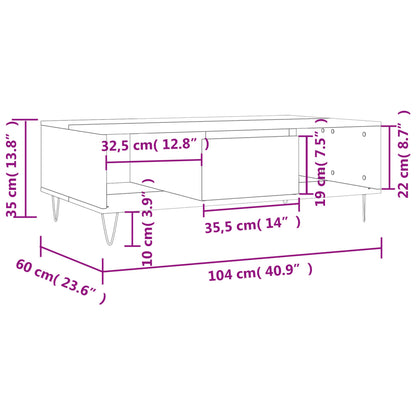 Coffee Table Sonoma Oak 104x60x35 cm Engineered Wood