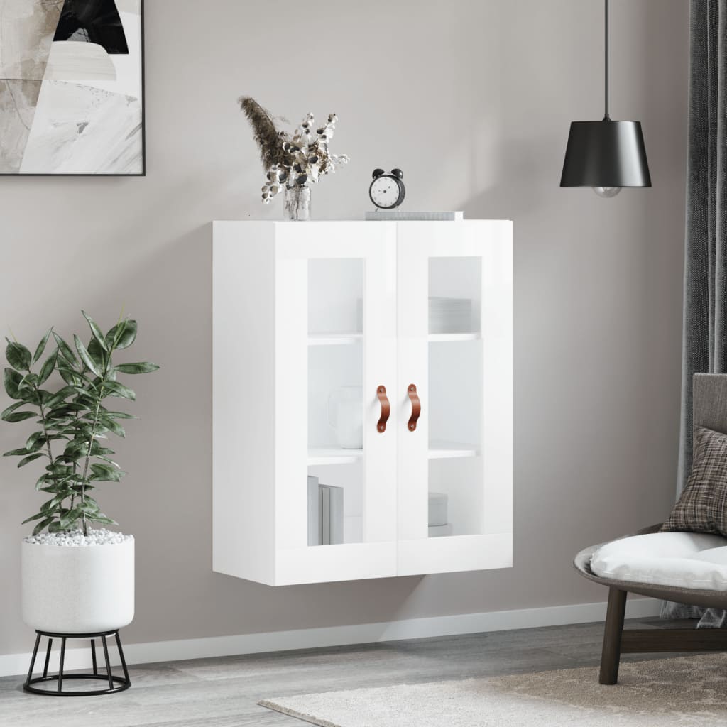 Wall Mounted Cabinet High Gloss White 69.5x34x90 cm