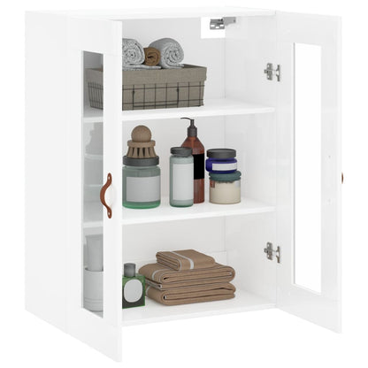 Wall Mounted Cabinet High Gloss White 69.5x34x90 cm