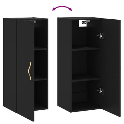 Wall Mounted Cabinet Black 34.5x34x90 cm