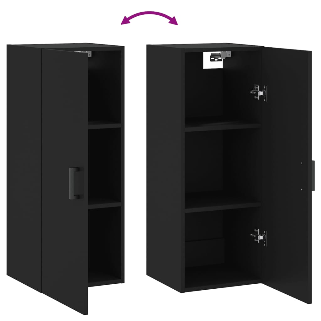 Wall Mounted Cabinet Black 34.5x34x90 cm