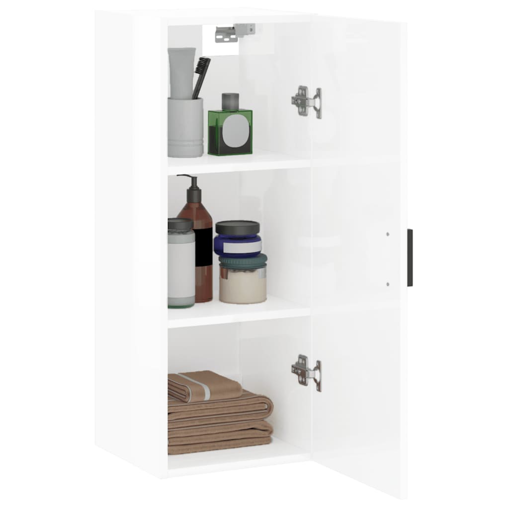 Wall Mounted Cabinet High Gloss White 34.5x34x90 cm