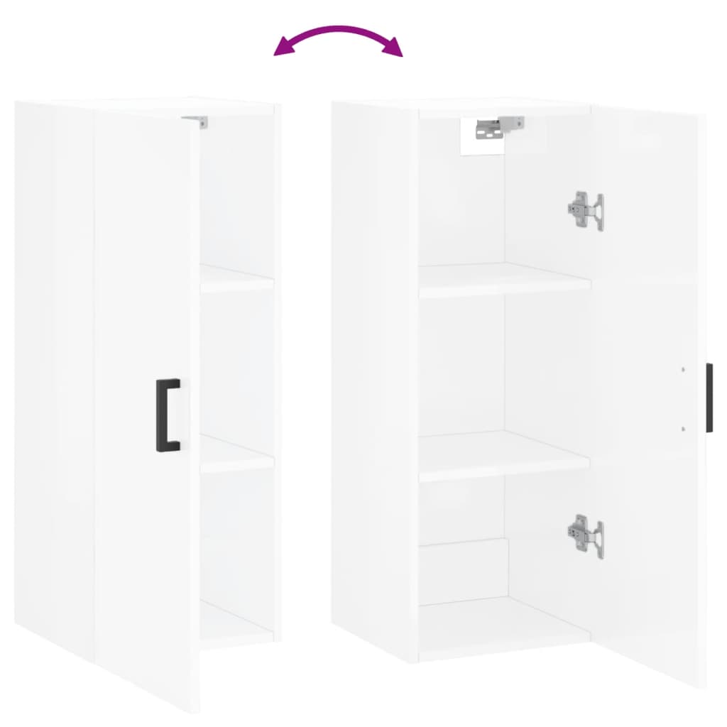 Wall Mounted Cabinet High Gloss White 34.5x34x90 cm