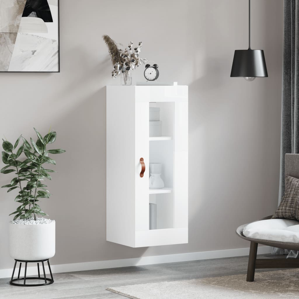 Wall Mounted Cabinet High Gloss White 34.5x34x90 cm