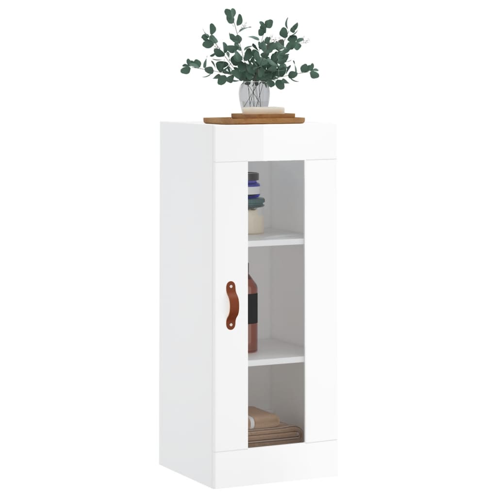 Wall Mounted Cabinet High Gloss White 34.5x34x90 cm