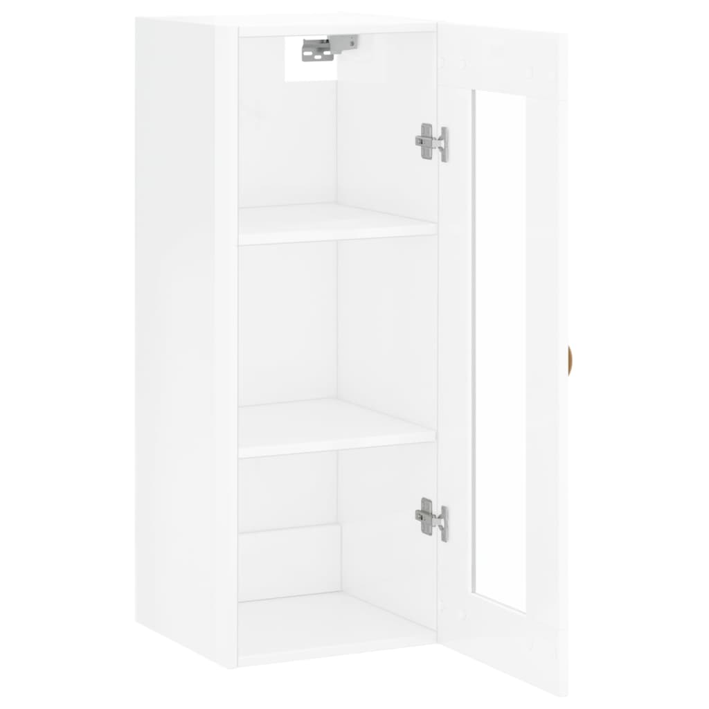 Wall Mounted Cabinet High Gloss White 34.5x34x90 cm