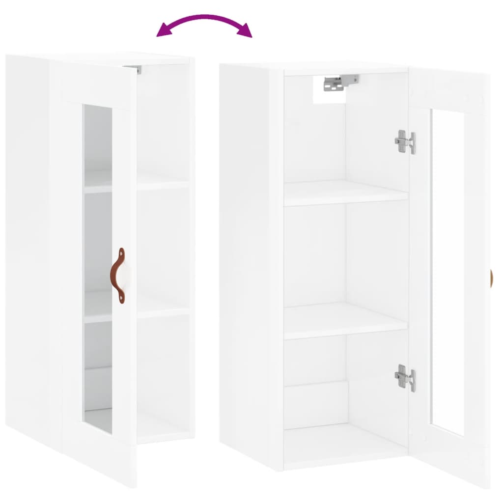 Wall Mounted Cabinet High Gloss White 34.5x34x90 cm