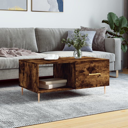 Coffee Table Smoked Oak 90x50x40 cm Engineered Wood