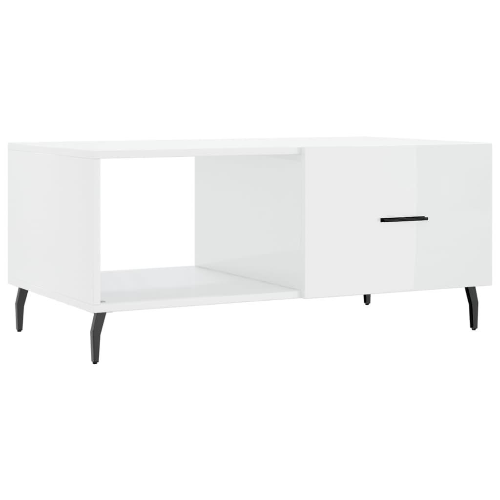 Coffee Table High Gloss White 90x50x40 cm Engineered Wood