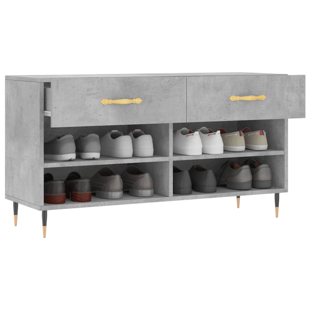 Shoe Bench Concrete Grey 102x35x55 cm Engineered Wood