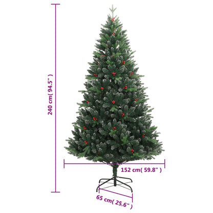 Artificial Hinged Christmas Tree with Red Berries 240 cm