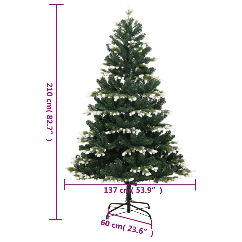 Artificial Hinged Christmas Tree with Flocked Snow 210 cm