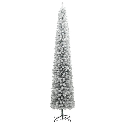 Slim Christmas Tree with Stand and Flocked Snow 270 cm PVC