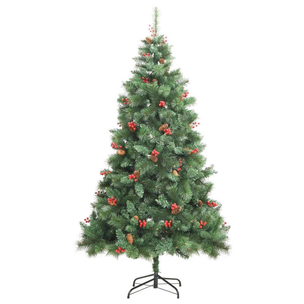 Artificial Hinged Christmas Tree with Cones and Berries 210 cm