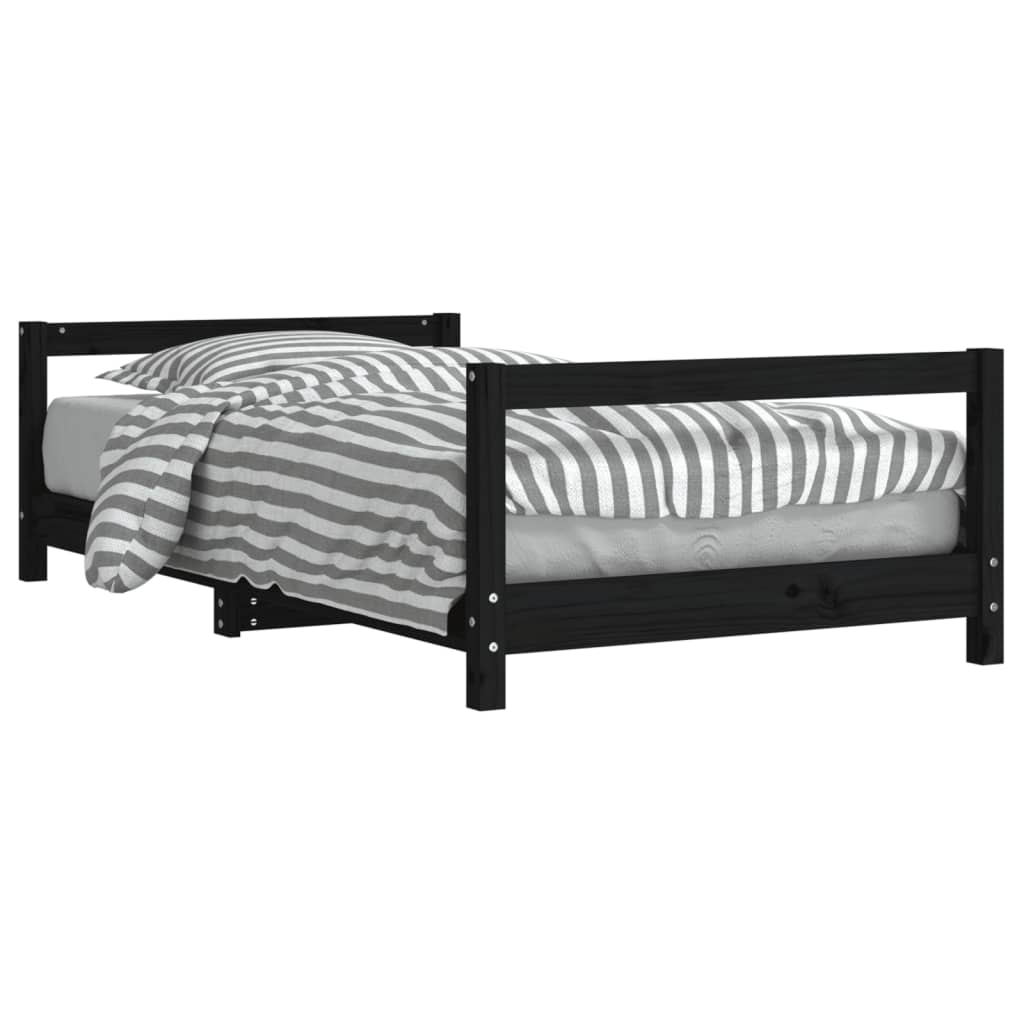 Kids Bed Frame Black 80x160 cm Solid Wood Pine