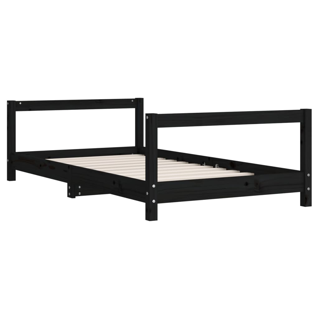 Kids Bed Frame Black 80x160 cm Solid Wood Pine