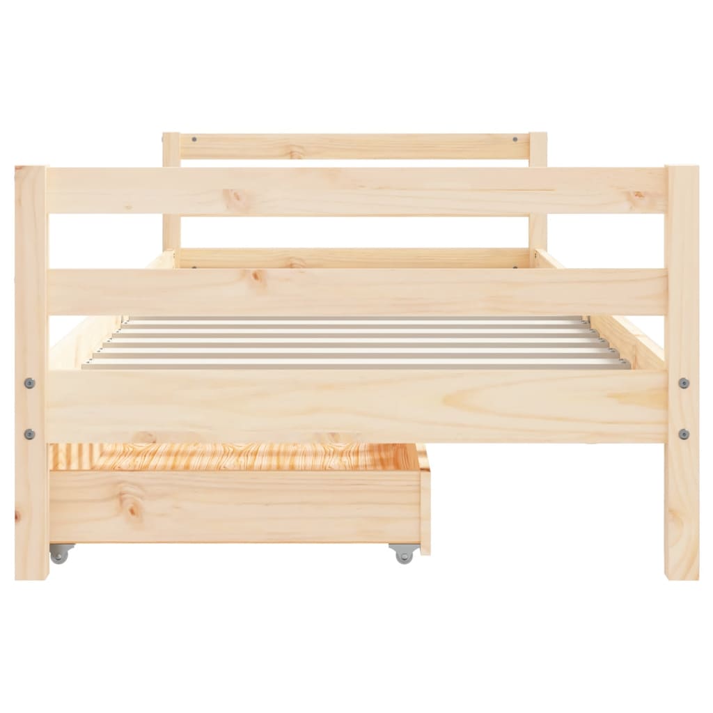 Kids Bed Frame with Drawers 80x200 cm Solid Wood Pine