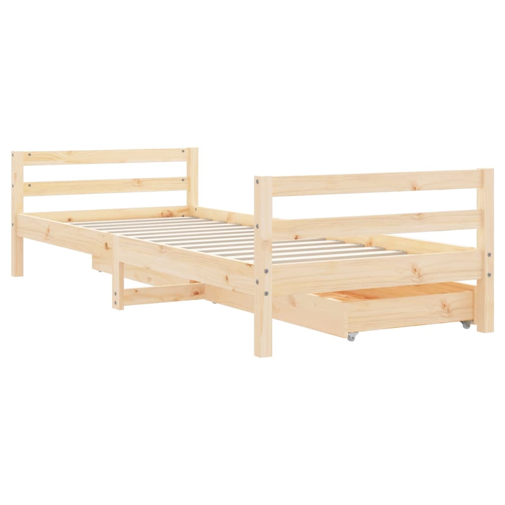 Kids Bed Frame with Drawers 80x200 cm Solid Wood Pine