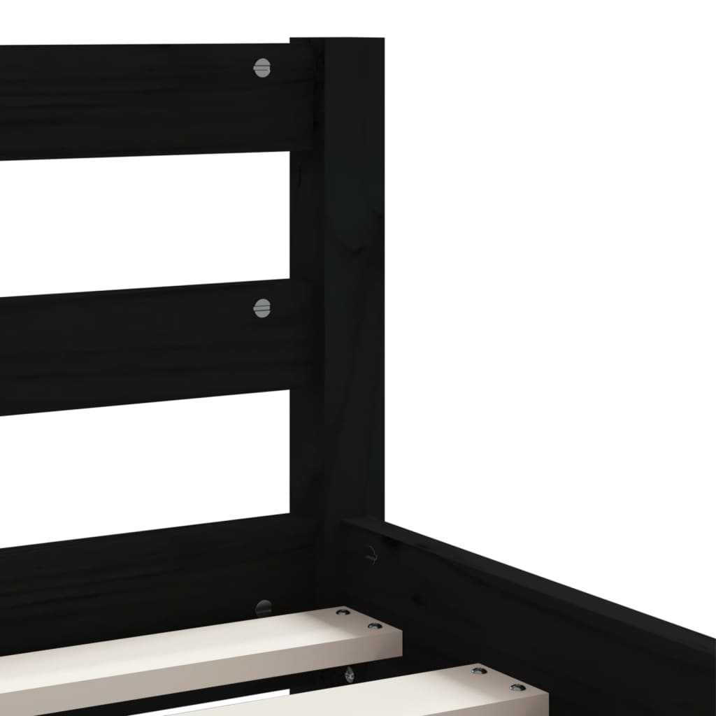 Kids Bed Frame with Drawers Black 90x200 cm Solid Wood Pine