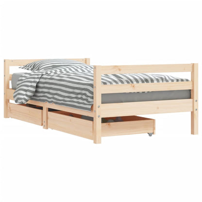 Kids Bed Frame with Drawers 80x160 cm Solid Wood Pine