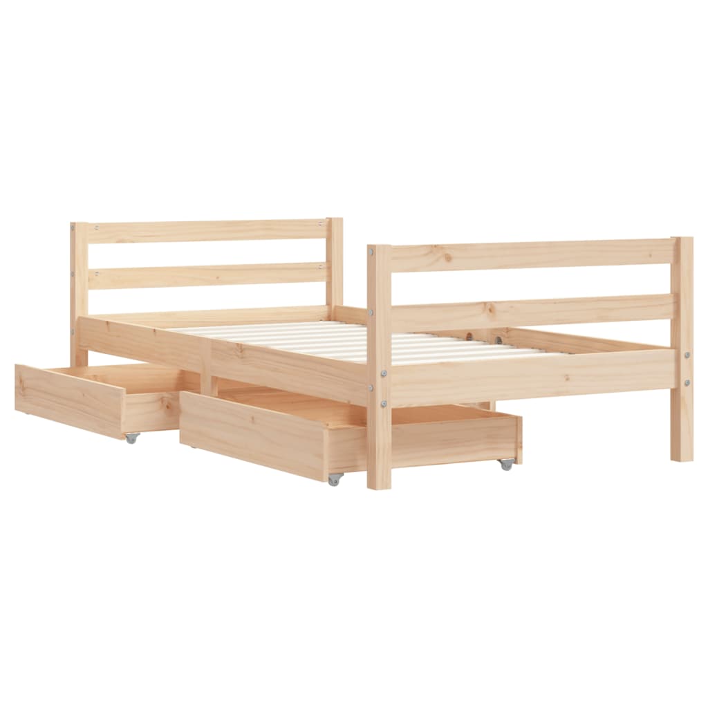 Kids Bed Frame with Drawers 80x160 cm Solid Wood Pine