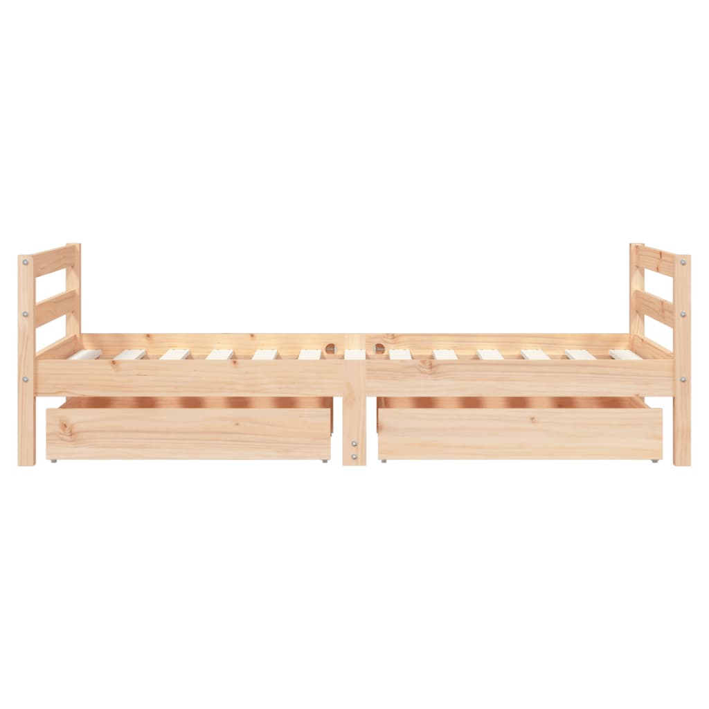 Kids Bed Frame with Drawers 80x160 cm Solid Wood Pine