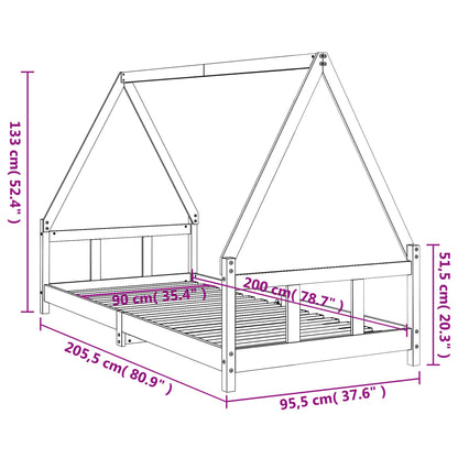 Kids Bed Frame 90x200 cm Solid Wood Pine